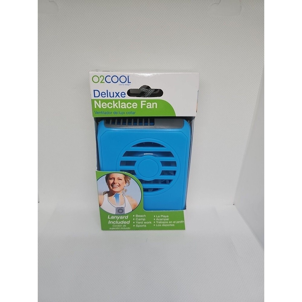 Personal Neck Fan O2COOL Light Blue Battery Powered Deluxe Necklace - NEW